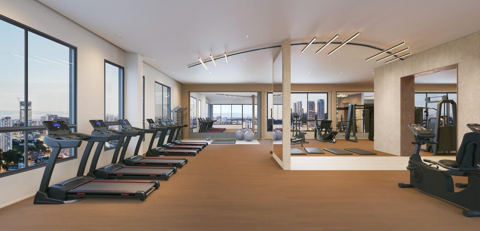 Fitness de 300 m² no rooftop